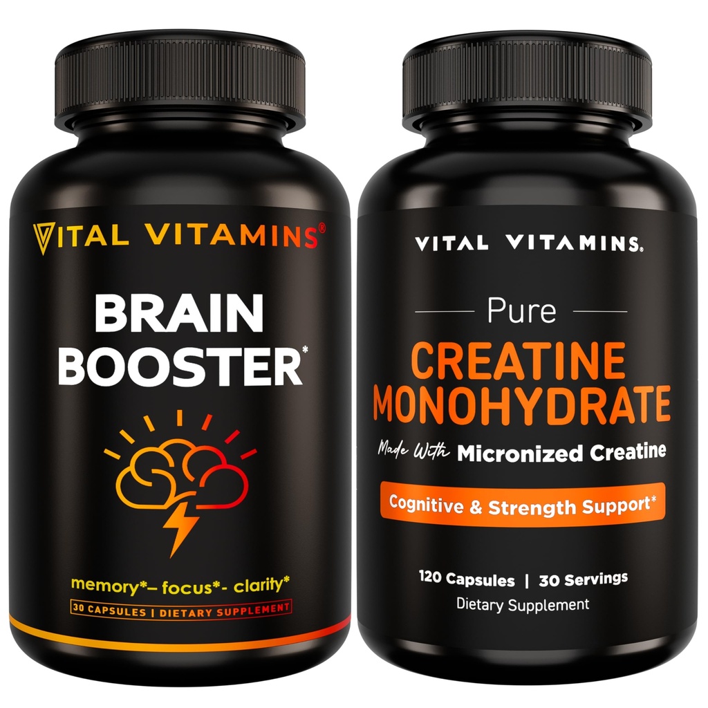 Vital Vitamins Brain Booster 30 ct + Creatine Capsules 120 ct