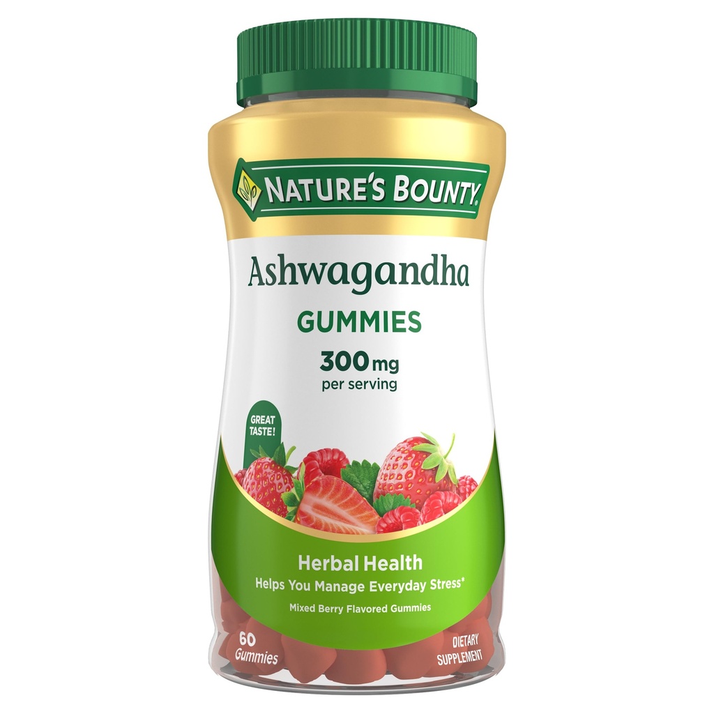Nature's Bounty Ashwagandha Gummies, 300mg KSM-66 Ashwagandha Extract, Mixed Berry, 60 Gummies