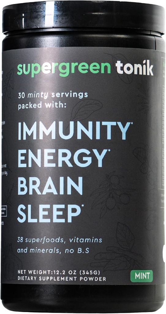 100% Natural Greens Superfood Powder – Suplemento diario con 38 Superfoods, Vitaminas y Minerales – Apoya Energía, Estrés e Inmunidad – 30 Day Supply – 360 Grams (1 Tub)