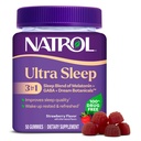 Natrol Ultra Sleep 3-in-1 100% Drug-Free Sleep Aid Blend with Melatonin, GABA & Botanicals, Dietary Supplement, Non-Habit Forming, 50 Gummies