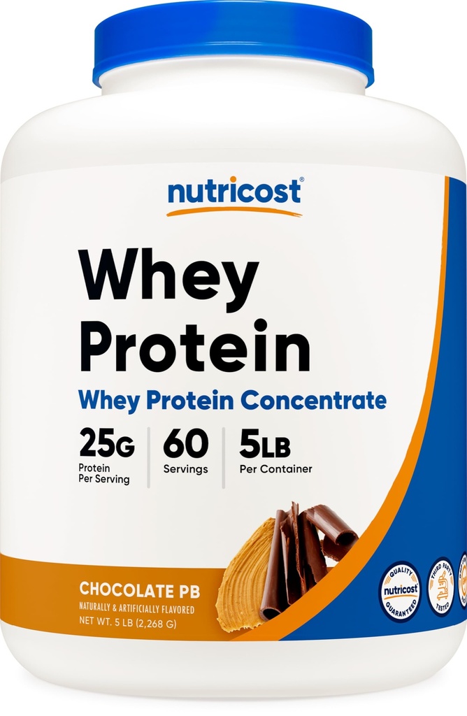 Nutricost Whey Protein Concentrate (Chocolate Peanut Butter) 5LBS - Gluten Free & Non-GMO
