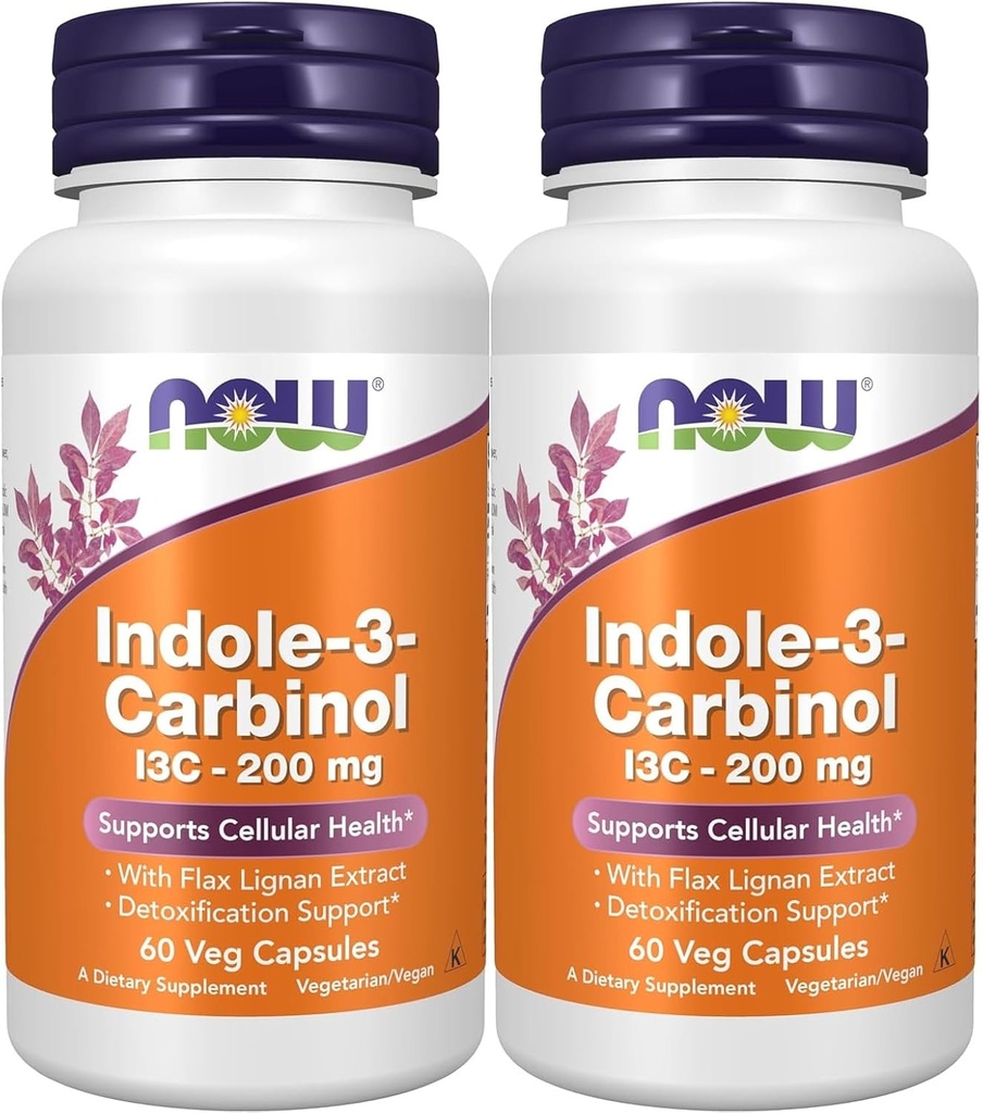 Indole-3-Carbinol (I3C) 200 mg - 60 Veg Capsules x 2 Botellas