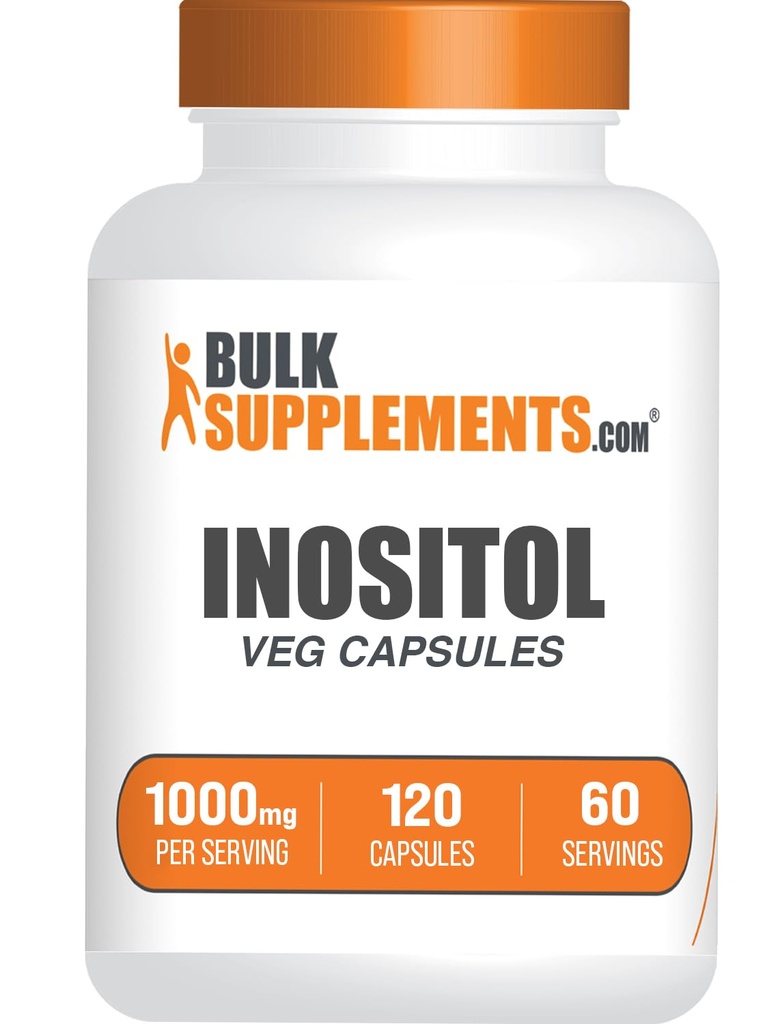 BulkSupplements.com Inositol Capsules - Vitamin B8, Inositol 1000mg for Overall Wellness - Gluten Free, 2 Capsules per Serving, 120 Count (Pack of 1)