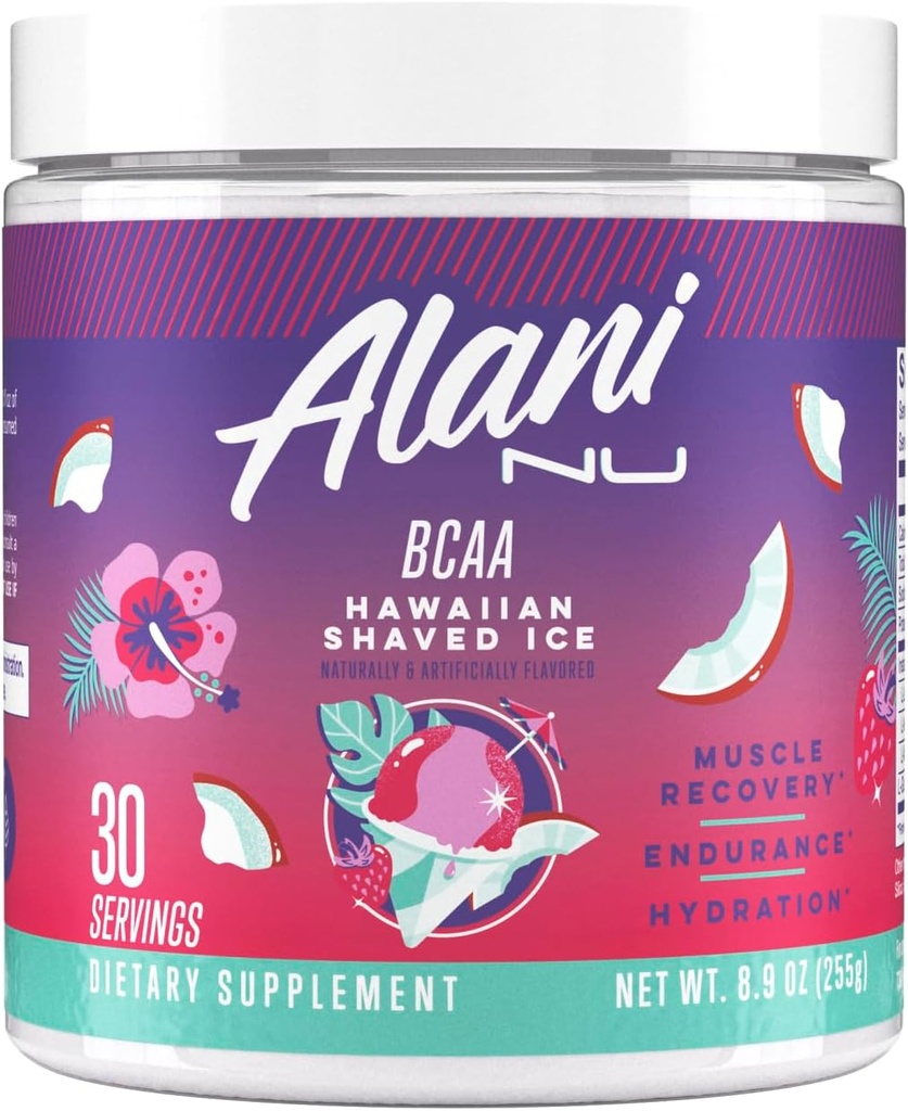 Alani Nu BCAA Hawaiian Shaved Ice | Branch Chain Essential Amino Acids | 2:1:1 Formula | Supplement Powder | Muscle Recovery Vitamins for Post-Workout | 30 Servings