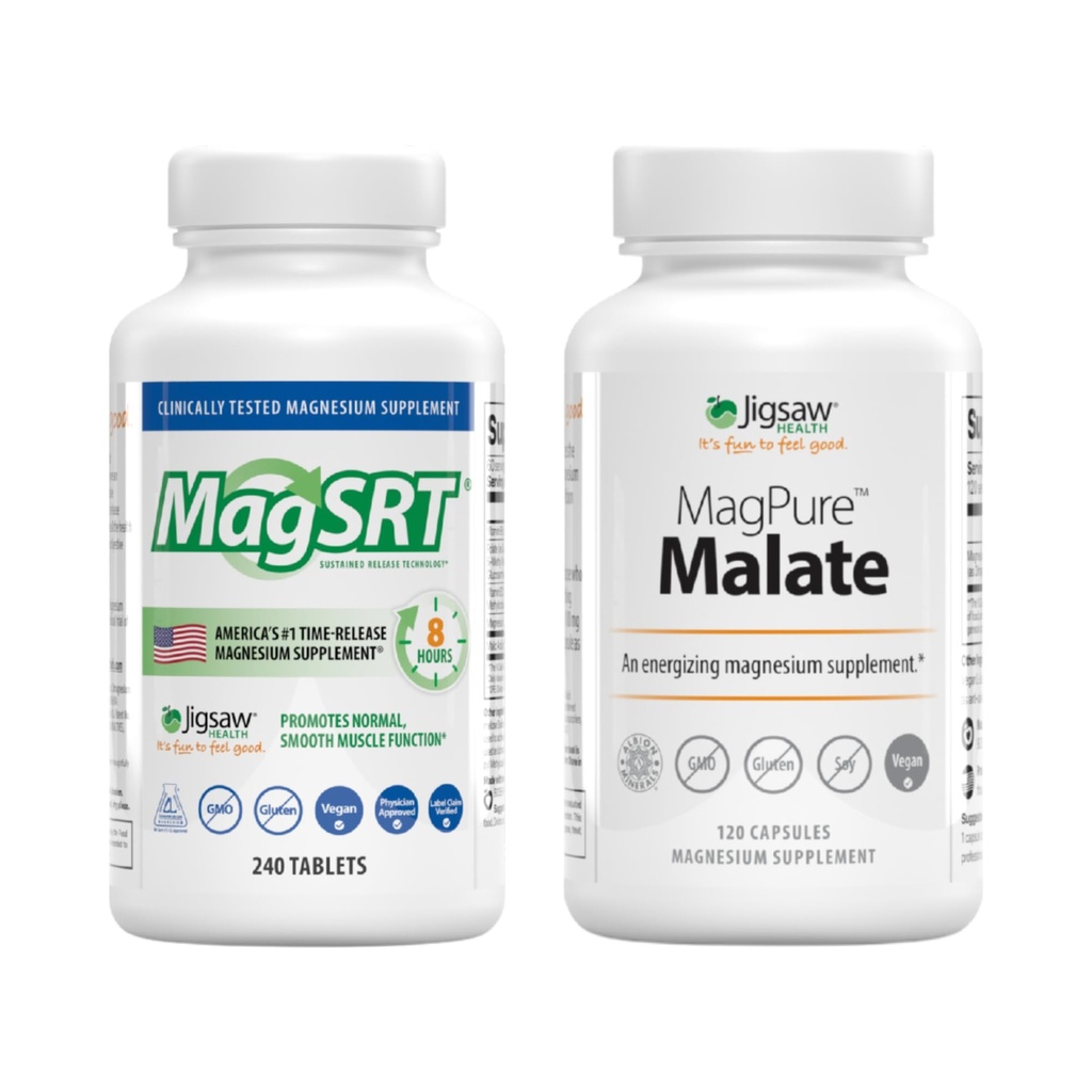Jigsaw Health Bundle | MagSRT, 240 Tablets, and MagPure Malate, 120 Capsules