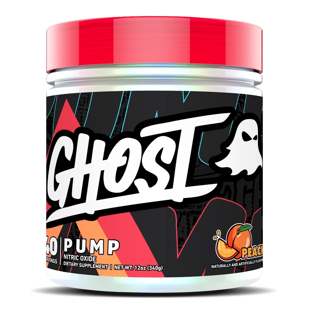 GHOST Pump Nitric Oxide Powder, Peach - 40 Servings - Sugar-Free & Stim-Free Pre-Workout Supplements - L-Citrulline, Arginine Nitrate & L-Glutathione - Soy & Gluten-Free, Vegan