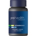 ProHealth Longevity Vitamin B12 Metabolism and Methylation Support. Enhance Energy, Brain and Mood. Potent Methyl Donor Nutrient to Promote DNA Repair. 5,000 mcg Per Serving, 120 Lozenges