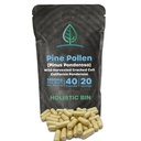 Holistic Bin Pine Pollen Capsules 500mg (Pinus Ponderosa) - Wild Harvested California Ponderosa Pine Pollen Powder - Olympic Grade - Organic, Non-GMO, No Fillers - 30 Day Supply (40 Capsules)