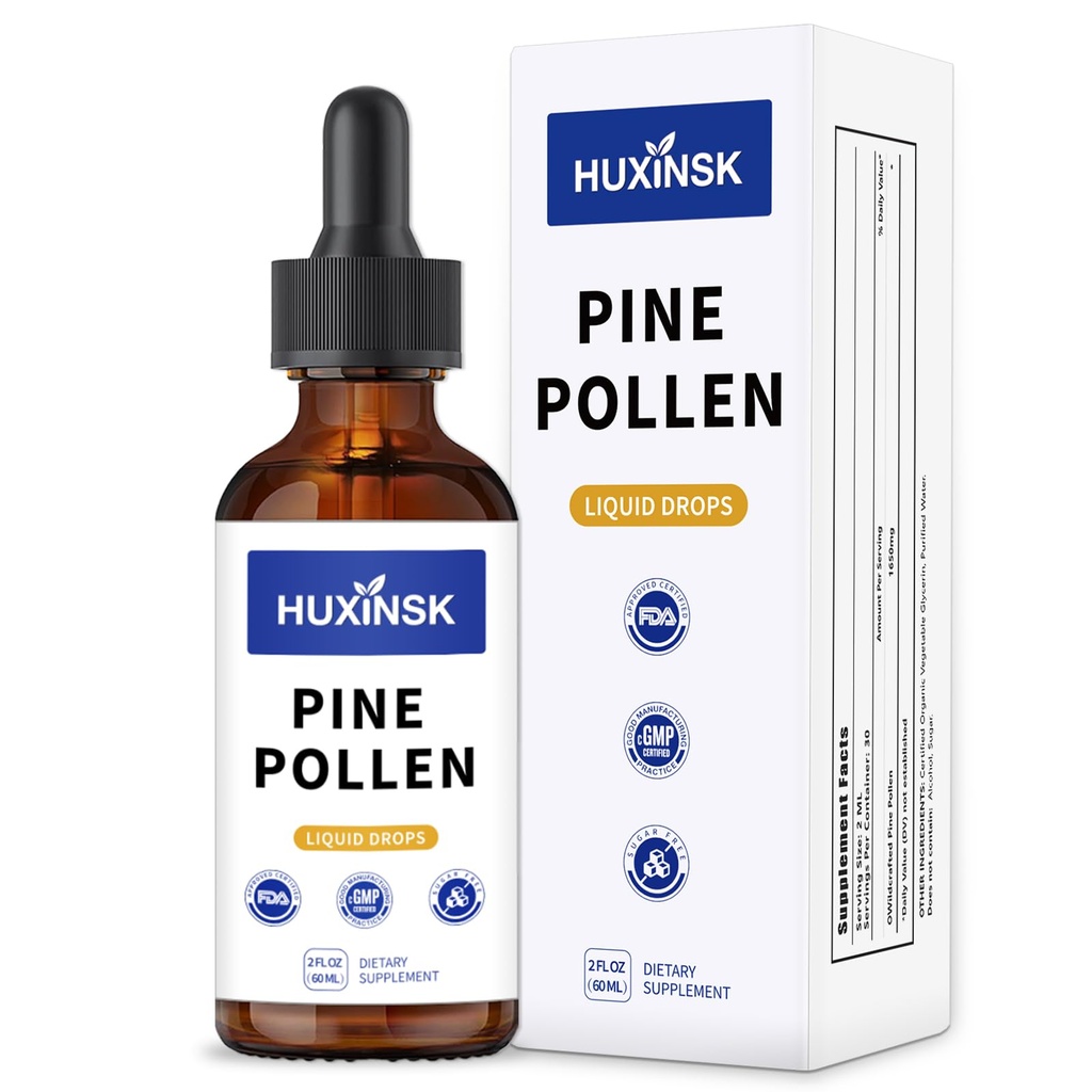 Pure Pine Pollen Liquid Drops Extract | Full-Spectrum Forest Nutrient Complex | Supports Natural Vitality & Wellness Balance | Alcohol-Free, 60ml Vegan Tincture