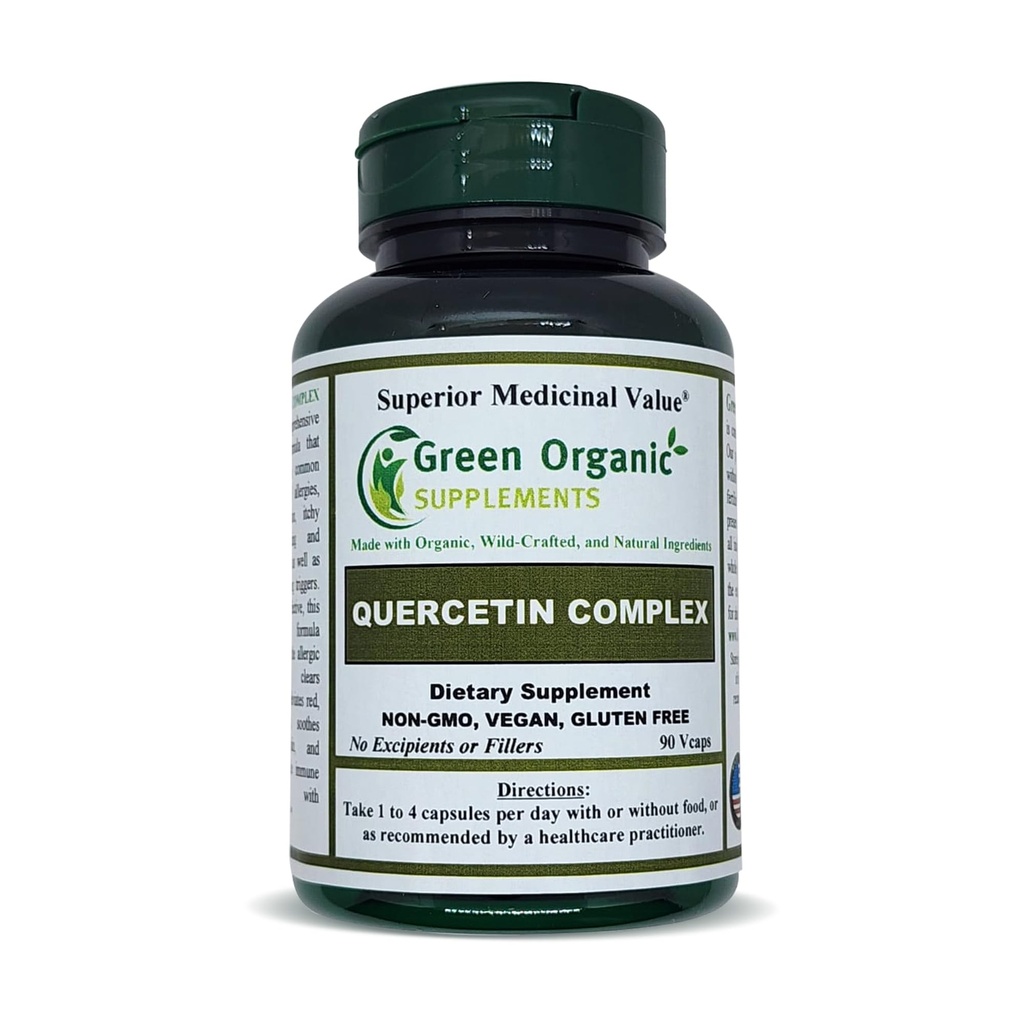 Green Organic Supplements' Quercetin Complex, 90 VCaps, High Absorbable, Non-GMO, Gluten-Free | Supports Health and Immune System