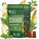 (5-in-1) Mullein Gummies for Lungs Cleanse & Detox | Organic Mullein Leaf Gummies for Lung Health, Heavy Smokers Breathing Support | Ashwagandha, Vitamin D3, Quercetin & Bromelain – Pack of 60