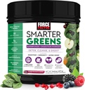 Factor de fuerza Smarter Greens Superfoods Powder para soportar la digestión, Gut Health, Bloating, Greens Powder with Probiotics, Prebiotics, Digestive Enzymes, & Adaptogens, Pomegranate Berry, 30 Servings
