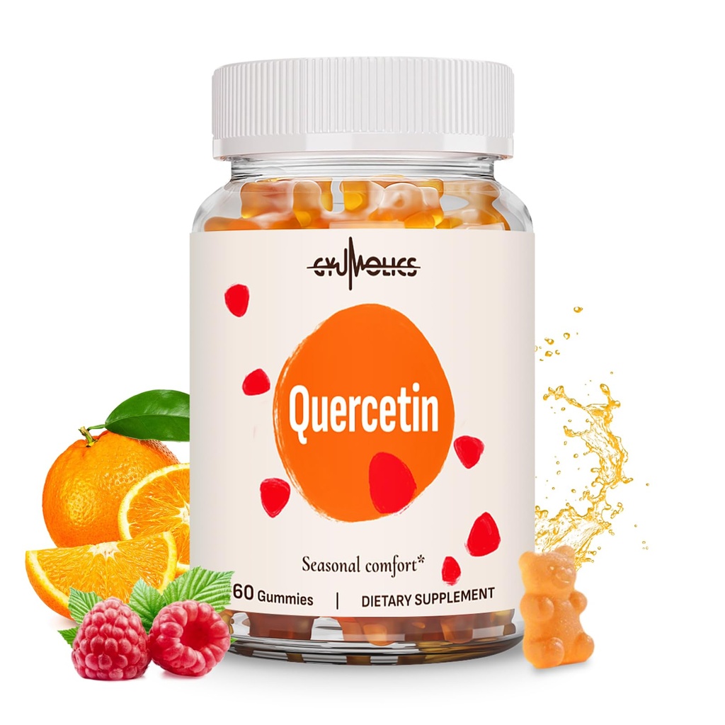 Quercetin 500mg Gummies for Kids, with Bromelain, Vitamin C & D3, Stinging Nettle & Licorice, Seasonal Balance & Body Defenses, Vegan, 60 Gummies