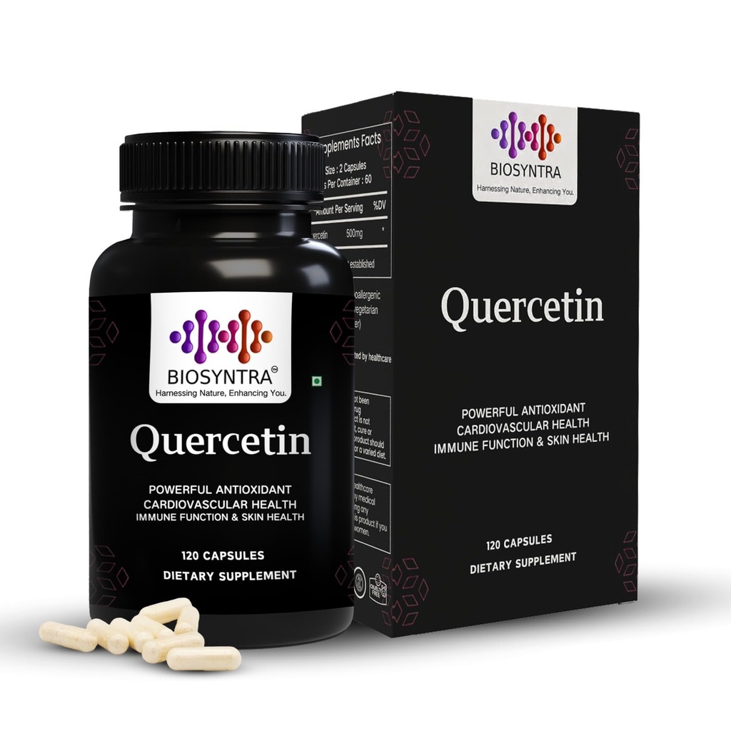 Pure Quercetin 500mg - Pure Quercetin Capsules for Immune Support & Cellular Protection – Gluten-Free, Non-GMO, 120 Capsules