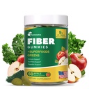 9G Fiber Gummies for Digestive Health & Regularity - No Sugar Added Apple Flavor - Prebiotic Fiber Supplement with Greens - Daily Gummies for Adults, Women & Men - 60CT
