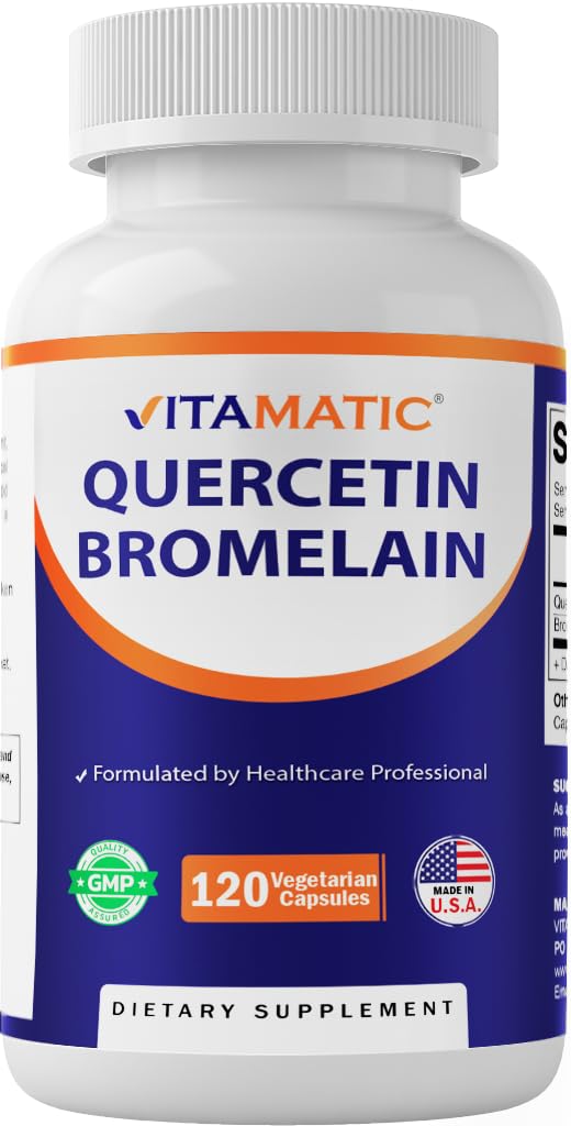 Vitamatic Quercetin with Bromelain – 120 Vegetarian Capsules.