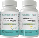 Nature's Trove Melatonin 3mg + L Theanine 200mg – Calm and Relaxation – 120 Kosher Vegetarian Capsules (Pack of 2)