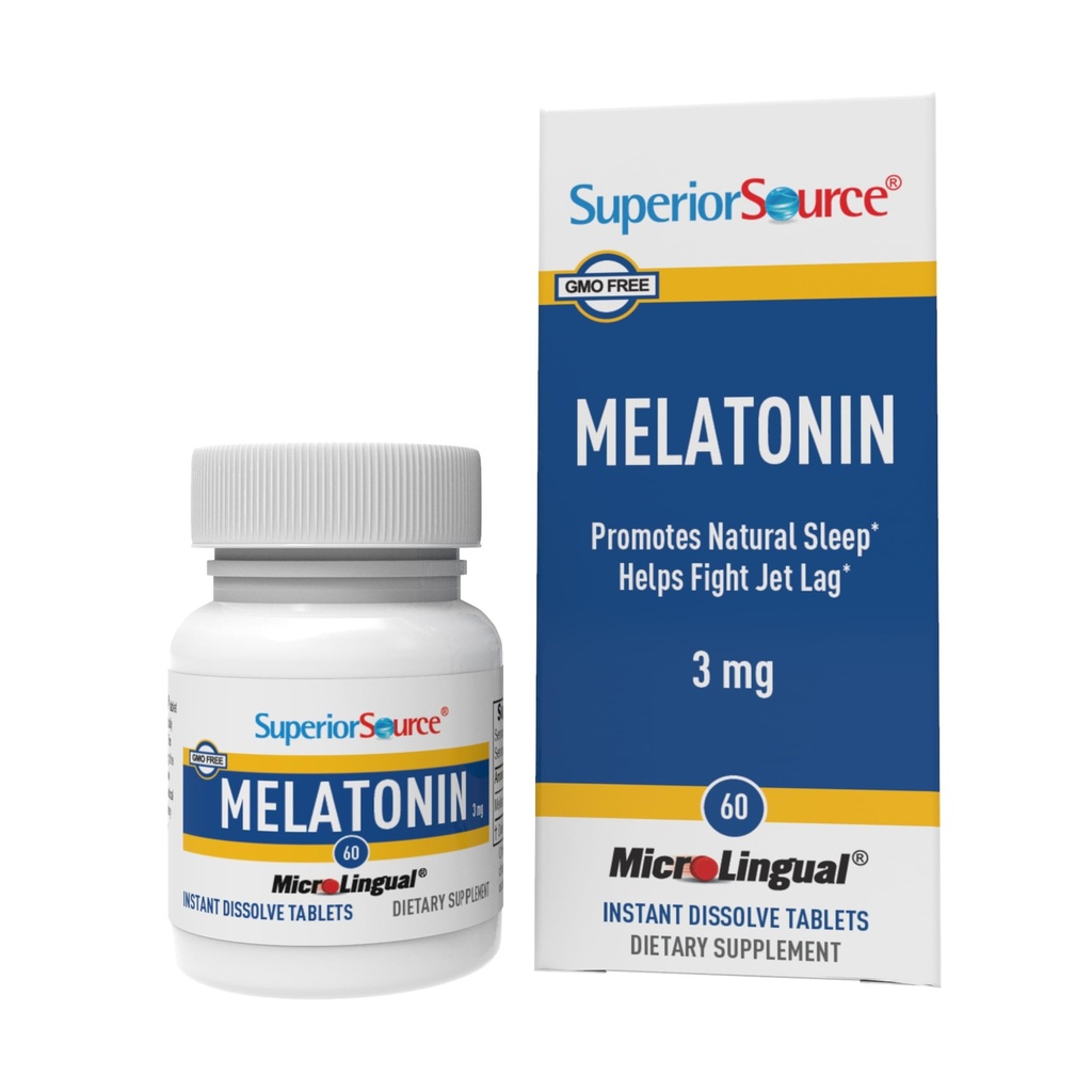 Superior Source Melatonin 3 mg - Healthy Sleep Support Supplement for Adults - Melatonin Formula with Chamomile Aids Relaxation & Restful Sleep - 60 Sublingual Dissolving Tablets