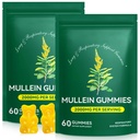 Mullein Gummies for Lung Detox, 2000mg Mullein Leaf Extract for Respiratory & Digestive & Immune Support w/Quercetin, Bromelain, Elderberry & Marshmallow, Vegan 120 Gummies (2 packs 120 gummies)