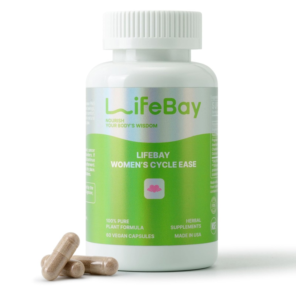 Women’s Cycle Ease – PMS and Menstrual Support Inspired by Chinese Herbal Wisdom for Hormonal Balance & Monthly Cycle Comfort – with Dong Quai & Notoginseng – Made in USA – 60 Vegan Capsules