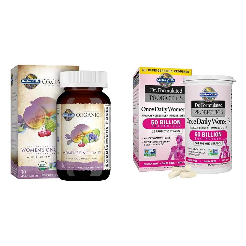 Garden of Life Women's Organic Once Daily Multi 30 Tablets & Dr Formulated Probiotics for Women 50 Billion CFU 30 Capsules