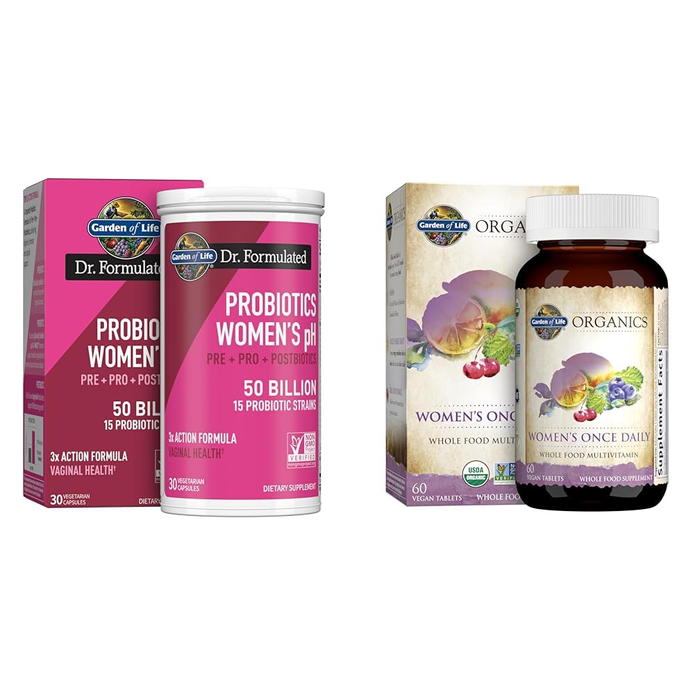 Garden of Life Dr Formulated Once Daily Complete Probiotics for Women + Organics Multivitamin for Women, 60 Tablets