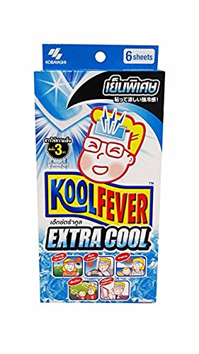 Pack of 2 Kool Fever Extra Cool, Cooling Fever Patch, Super-Strong Cooling Effect Suitable When Feeling Hot. (Size : 50 Mm X 130 Mm/Sheet.), (6 Sheets/Box)