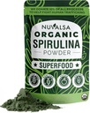 Nuvalsa Organic Spirulina Powder 1lb – 100% Puro Superfood Suplemento de Blue Green Algae Non GMO para Smoothie " Protein Drink, Vegan " USDA Certified Organic - 100 Servings