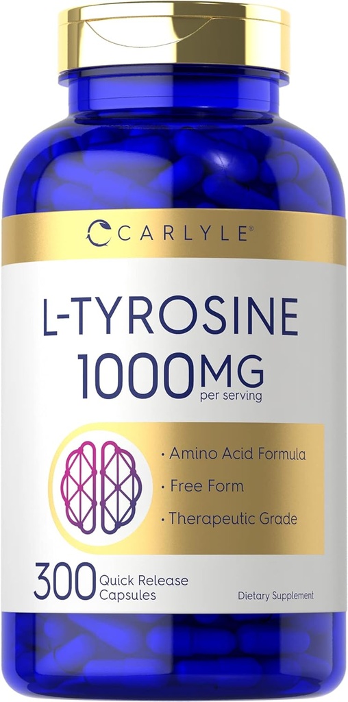 Carlyle L Tyrosine Capsules 1000mg Silencio 300 Conde Silencio Terapéutica Grado Silencio para Hombres y Mujeres