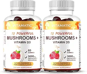 Complejo Vitamático de Mushroom con D3, 60 Gummies Basados en Pectina, (Pack de 2)