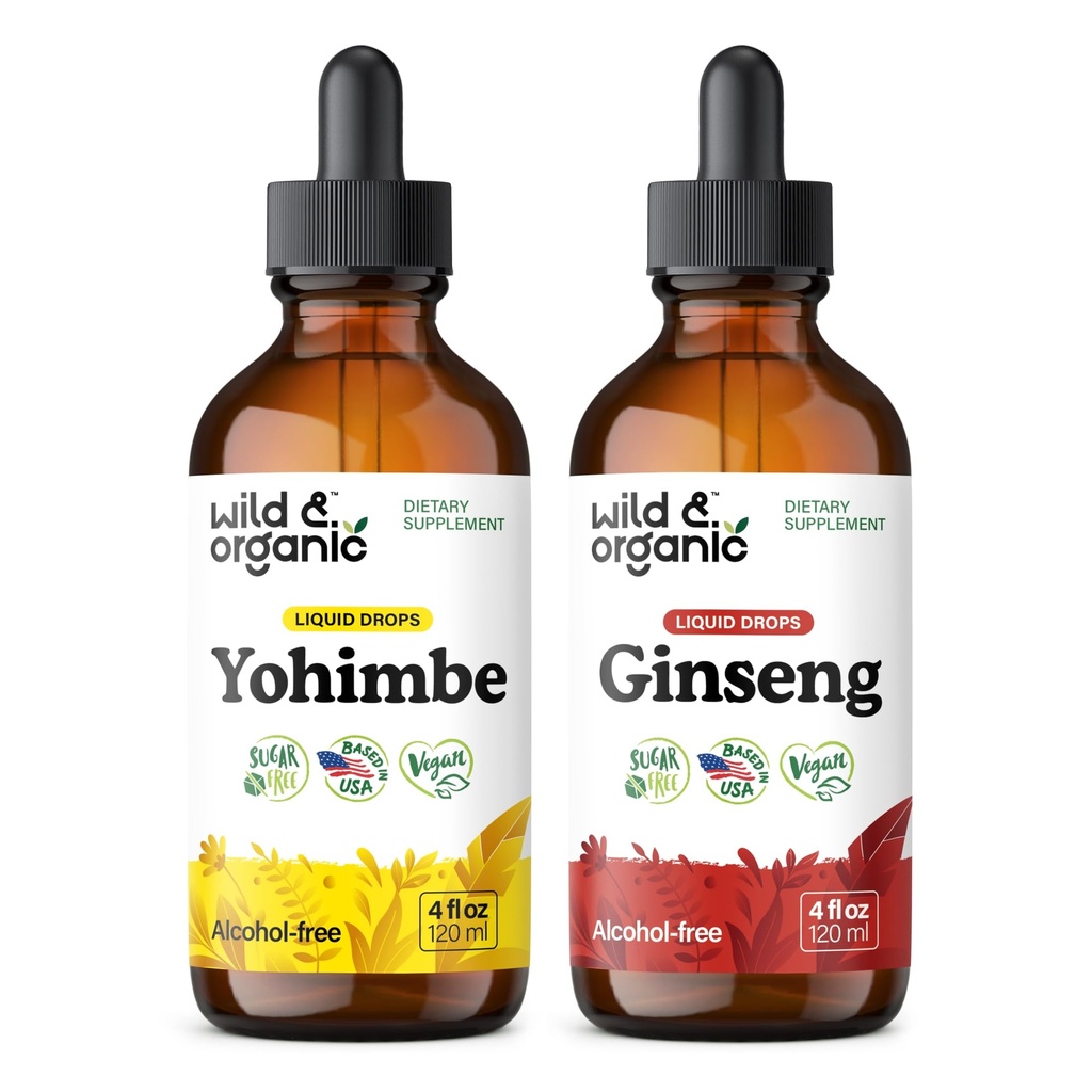 Wild & Organic Yohimbe Tincture 4 fl oz & Ginseng Tincture 4 fl oz