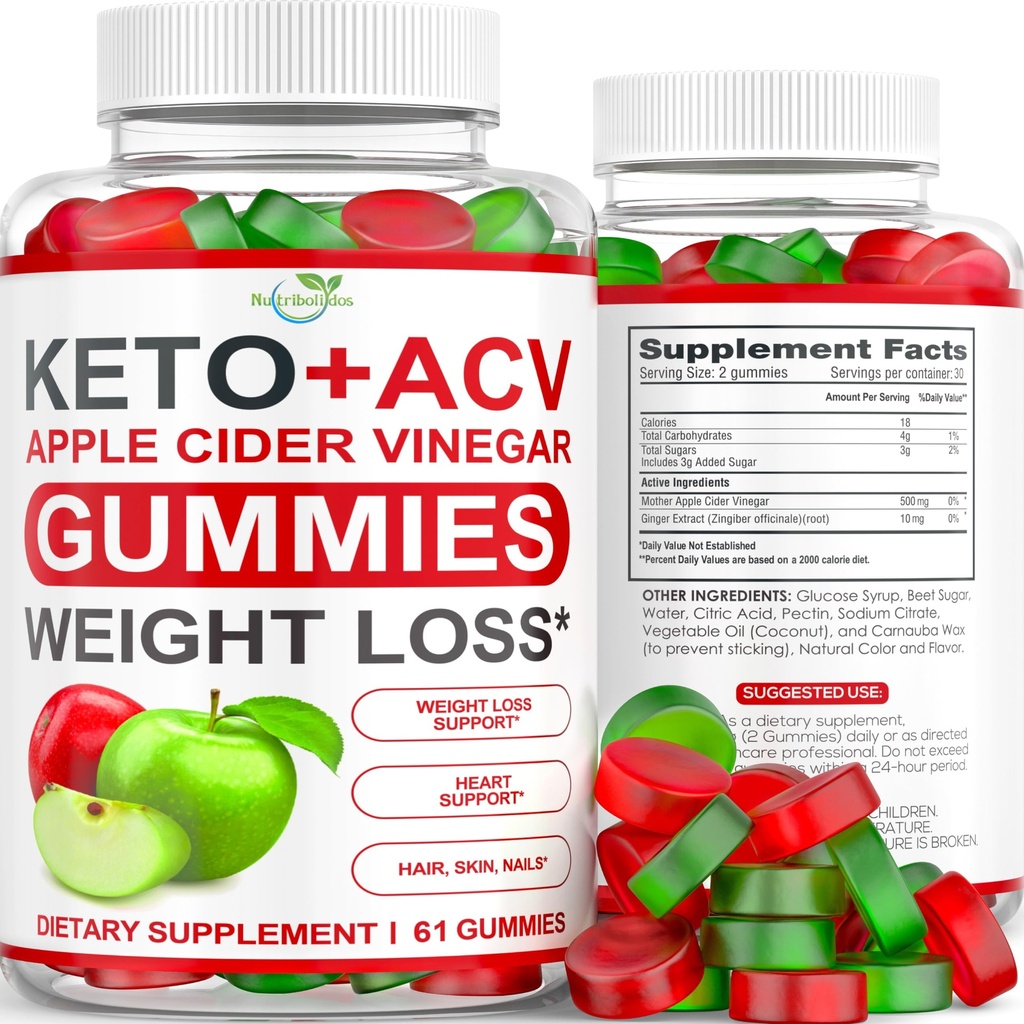 Keto ACV Gummies Advanced Weight Pérdida - ACV Keto Gummies Suplemento para Mujeres y Hombres - Metabolismo, Detox, Cleanse - Apple Cider Vinegar - Ginger + Apple Flavor