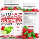 Keto ACV Gummies Advanced Weight Pérdida - ACV Keto Gummies Suplemento para Mujeres y Hombres - Metabolismo, Detox, Cleanse - Apple Cider Vinegar - Ginger + Apple Flavor