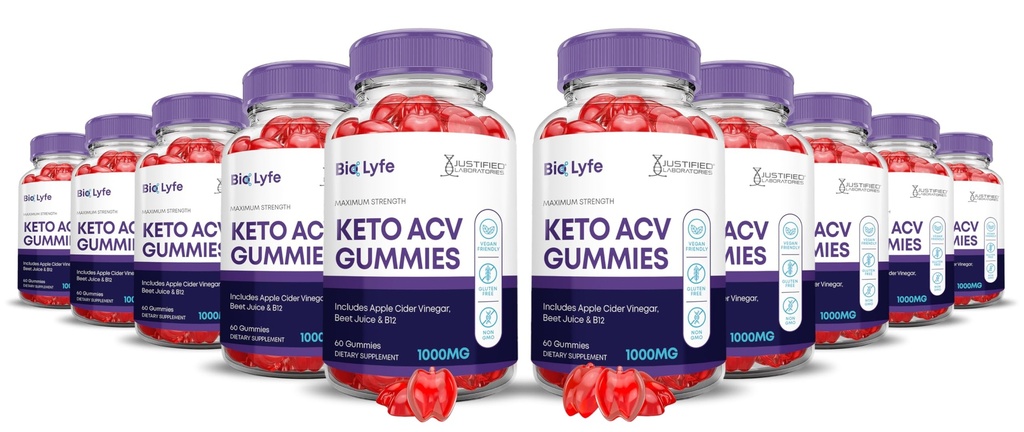 (10 Pack) Bio Lyfe Keto ACV Gummies Advanced Formula 1000MG Biolyfe Keto Gummies Apple Cider Vinegar Formulated with Pomegranate Beet Juice Powder B12 Vegan Non GMO 600 Gummys