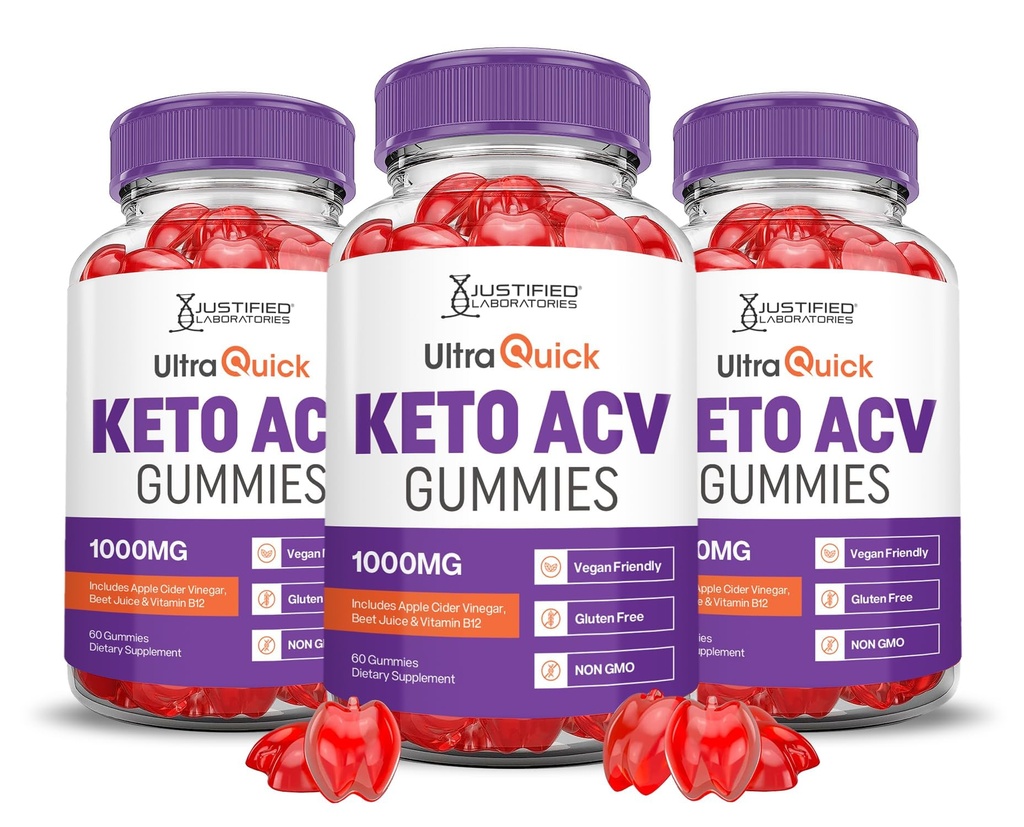 (3 Pack) Ultra Quick Keto ACV Gummies Advanced Fórmula 1000MG Ultraquick Keto Gummies Apple Sider Vinegar Fórmulada con Pomegranate Beet Juice Powder B12 Vegan Non GMO 180 Gummys