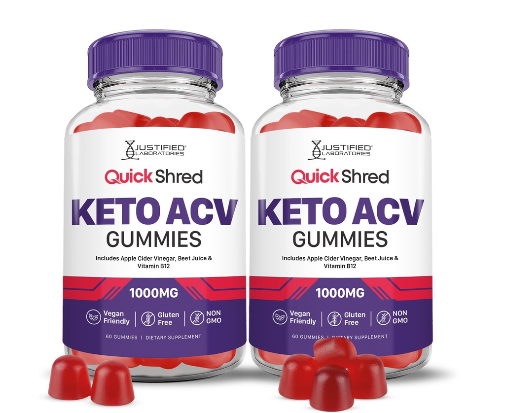 Laboratorios Justificados Quick Shred Keto ACV Gummies Advanced Formula 1000MG Apple Cider Vinegar Gummies with Pomegranate Beet Juice Powder " B12 Vegan, Non-GMO 120 Gummys