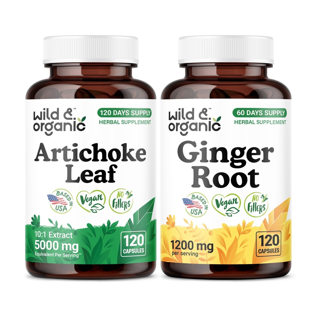 Wild & Organic Artichoke Leaf 120 Capsules & Ginger Root 120 Capsules