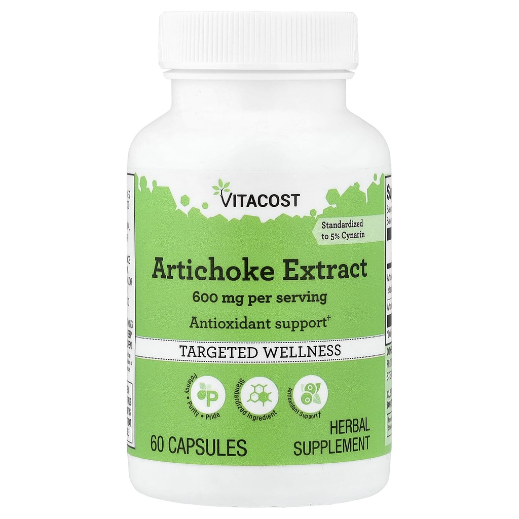 Vitacost Artichoke Extract - Standardized - 600 mg per Serving - 60 Capsules