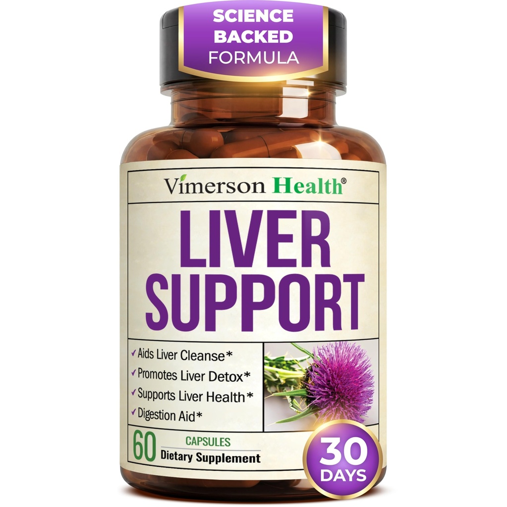 Vimerson Health Liver Cleanse Detox & Repair - Milk Thistle Supplement with Dandelion Root, Artichoke & Zinc for Liver Support, Healthy Digestion, Energy with Milk Thistle Extract, 60 Capsules