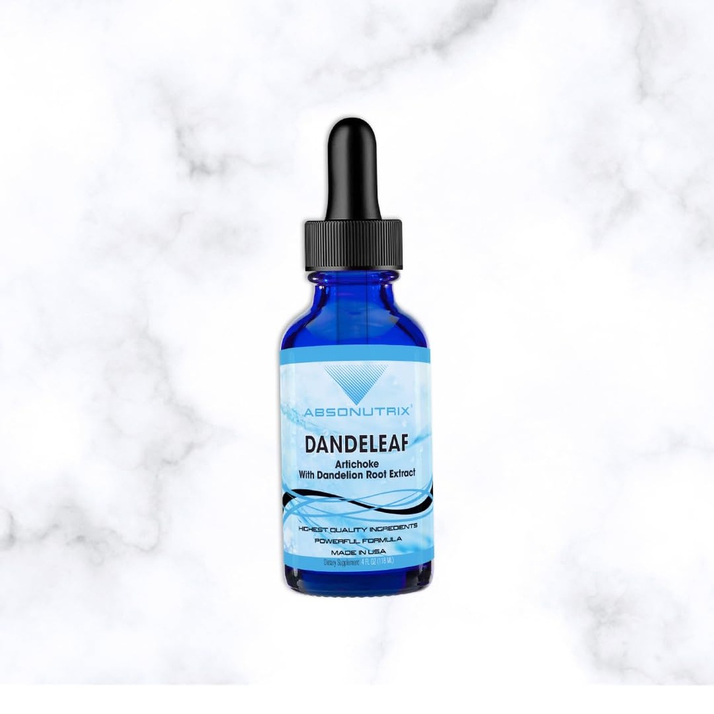 Absonutrix DandeLeaf, 390 mg, 4 FL OZ Liquid, 302 Servings, Made in USA, Potent Plant-Based Ingredients, Artichoke Leaf, Dandelion Root Extract, Gluten-Free, Non-GMO, GMP Certified