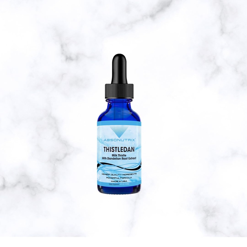 Absonutrix Thistledan, 390 mg, 4 FL OZ Liquid, 302 Servings, Made in USA, Plant-Based Ingredients, Artichoke Leaf, Burdock Root, Dandelion Root, Milk Thistle, Gluten-Free, Non-GMO, GMP Certified