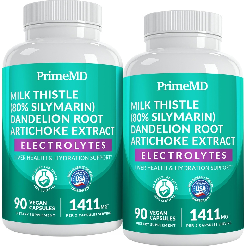 22-in-1 Liver Support Capsules – Supplement with Milk Thistle, NAC, Electrolytes & BioPerine Supplement – Smart Dose for Your Natural Filtration & Daily Hydration – 90 Vegan Capsules (Pack of 2)