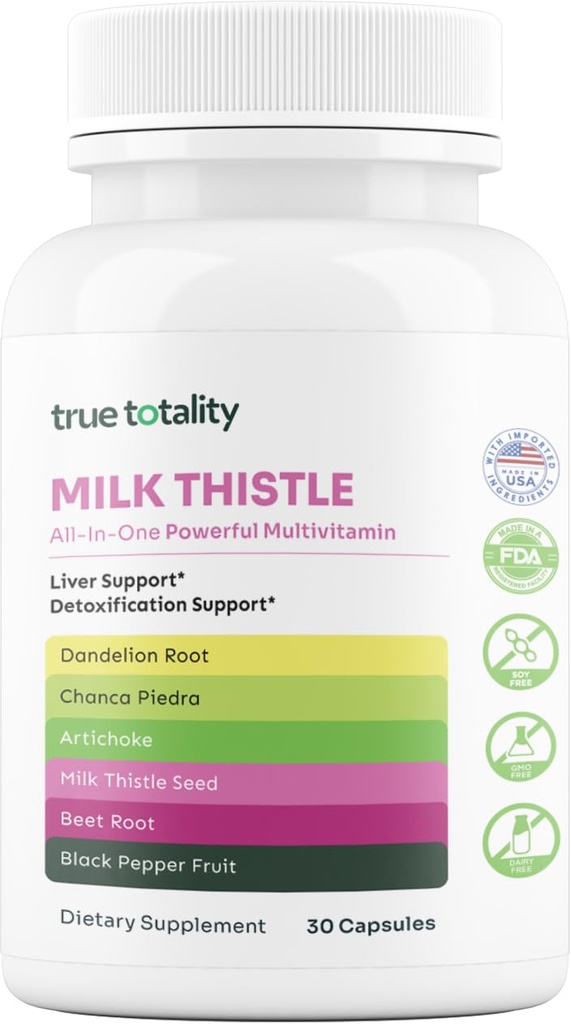 Milk Thistle – Liver Support with Dandelion Root, Chanca Piedra, Artichoke, Beet Root & Black Pepper – Detox & Digestive Health Support Supplement – 60 Capsules