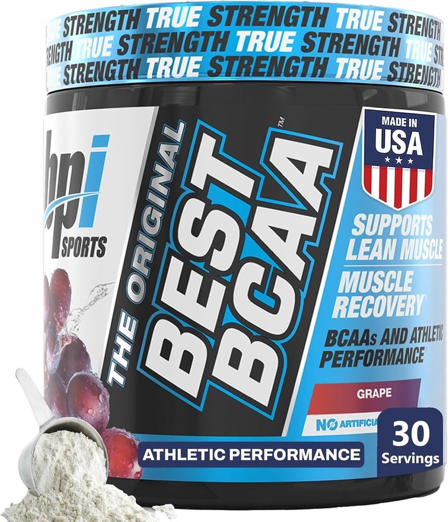 BPI Sports Best BCAA Powder - Muscle Recovery Support - Branched Chain Amino Amino Acids ¦ Building Blocks of Protein and Muscle - Post Workout Recovery – Hydration - Grape, 30 Servings