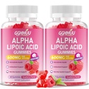 2 Pack Alpha Lipoic Acid Gummies 600mg, High Absorption Chewable ALA Supplement for Antioxidant Support, Raspberry Flavor, Vegan, Sugar Free, 120 Count