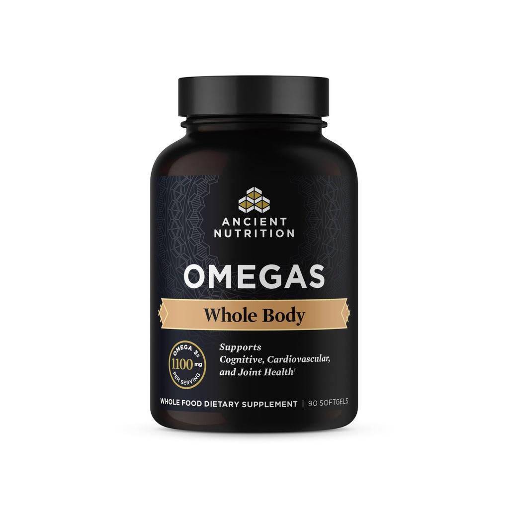 Ancient Nutrition Ancient Omegas Whole Body - ALA, DHA, EPA, from Wild Caught Fish - 90 Capsules