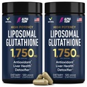 Alpha Flow (2 Pack) Liposomal Glutathione 1100mg – High Absorption Glutathione Supplement with Vitamin C, ALA & Phospholipid Complex – Liver Function, Skin & Immune Support – 240 Vegan Capsules