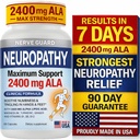 Neuropathy Supplement with 2400 mg Alpha Lipoic Acid – Advanced Support for Feet Hands Toes – 2400mg ALA, Vitamins B12 B6 & B1, Magnesium, Turmeric – 60 Capsules