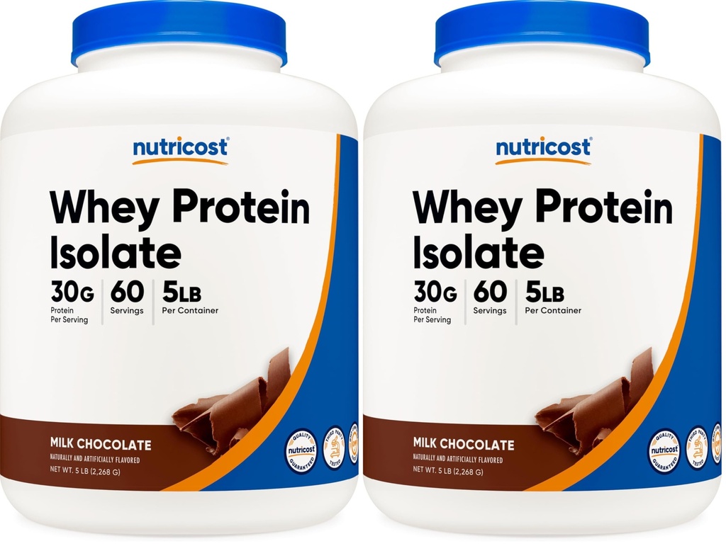 Nutricost Whey Protein Isolate Powder (Milk Chocolate) 5LBS (Pack of 2)