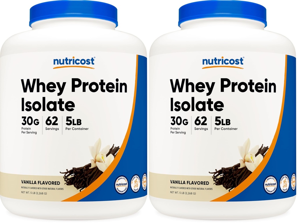 Nutricost Isolate Whey Protein Powder, Vanilla, 5 pounds (Pack of 2)